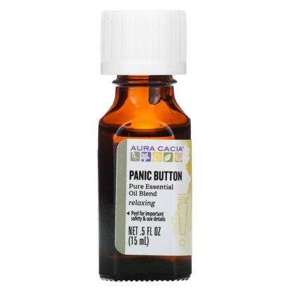 Aura Cacia, ピュアエッセンシャルオイルブレンド、パニックボタン、15ml（0.5液量オンス）