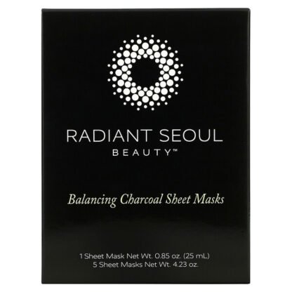 Radiant Seoul, バランシングチャコールシートマスク、5枚、各25ml（0.85オンス）