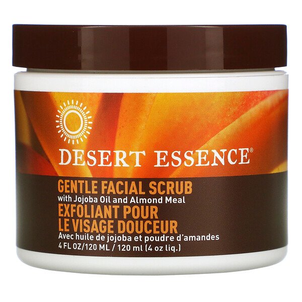 Desert Essence, ホホバオイルとアーモンドミール配合ジェントルフェイシャルスクラブ、120ml(4液量オンス)