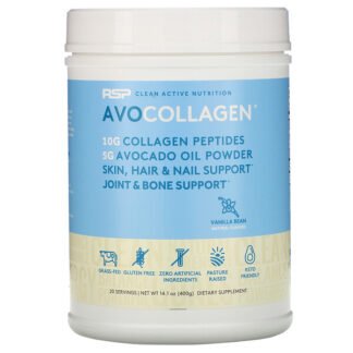 RSP Nutrition, AvoCollagen、コラーゲンペプチド&アボカドオイルパウダー、バニラビーン、400g