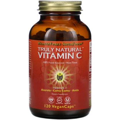 HealthForce Superfoods, トゥルーリーナチュラルビタミンC、植物性カプセル120錠
