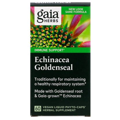 Gaia Herbs, エキナセアヒドラスチス、ヴィーガンLiquid Phyto-Caps（液状ベジカプセル）60粒