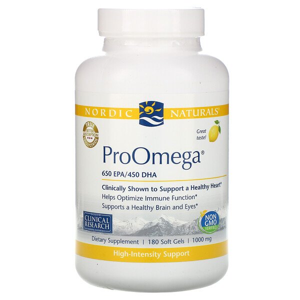 Nordic Naturals, ProOmega(プロオメガ)、レモン、1,000mg、ソフトジェル180粒