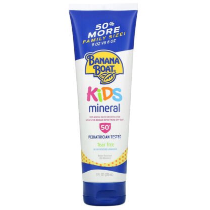 Banana Boat, Kids, Mineral Sunscreen Lotion, UVA/UVB Borad Spectrum SPF 50+, 9 fl oz (270 ml)