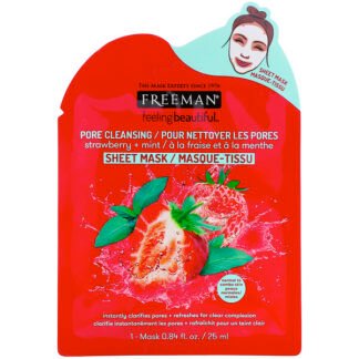 Freeman Beauty, 美しい気分、毛穴クレンジング・シートマスク、ストロベリー＋ミント、1枚
