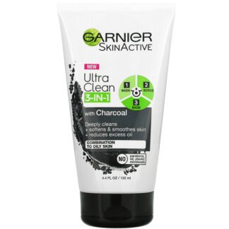 Garnier, SkinActive, Ultra Clean 3-In-1 Face Wash, Scrub and Mask with Charcoal, 4.4 fl oz (132 ml)