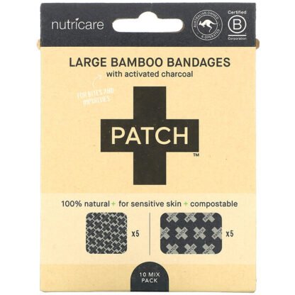 Patch, Patch, Large Bamboo Bandages, Activated Charcoal, 10 Mix Pack