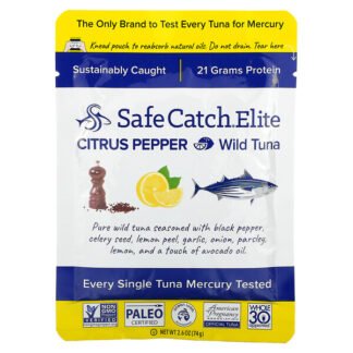 Safe Catch, Elite, Wild Tuna,  Citrus Pepper, 2.6 oz (74 g)