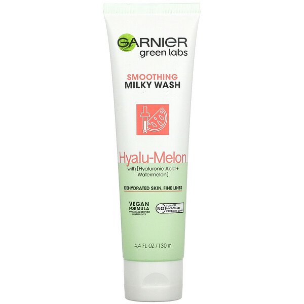 Garnier, Green Labs, Smoothing Milky Wash, Hyalu-Melon, 4.4 fl oz (130 ml)