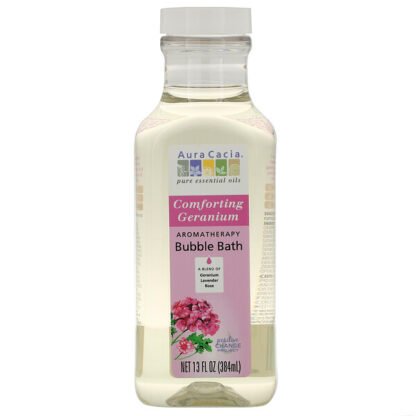 Aura Cacia, アロマセラピーバブルバス、コンフォーティングゼラニウム、384ml（13液量オンス）