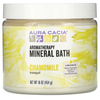 Aura Cacia, アロマテラピー・ミネラルバス、 トランクイルカモミール、 16オンス (454 g)