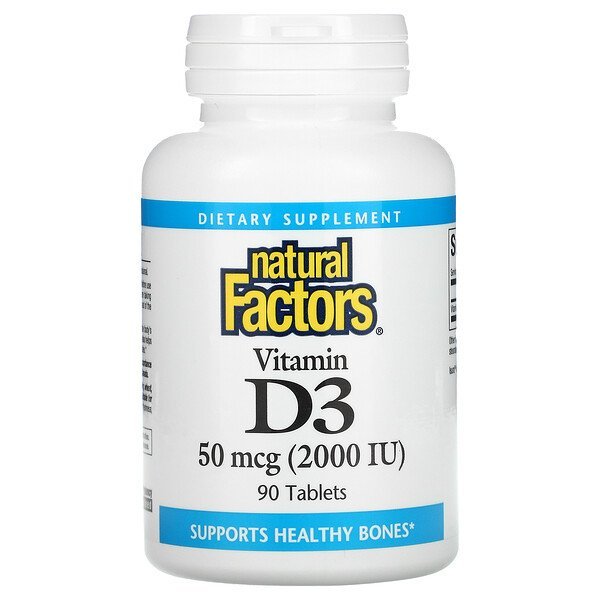 Natural Factors, Vitamin D3, 2000 IU, 90 Tablets