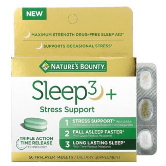 Nature's Bounty, Sleep3+, Stress Support, 56 Tri-Layer Tablets