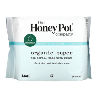 The Honey Pot Company, Organic Super Non-Herbal Pads With Wings, 16 Count