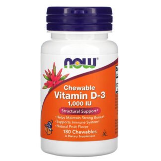 Now Foods, チュアブルビタミンD3、ナチュラルフルーツフレーバー、1,000IU、チュアブル180粒