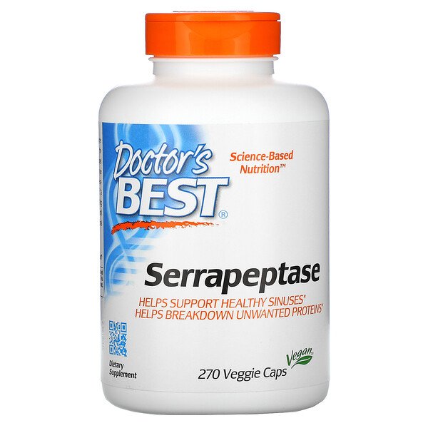 Doctor's Best, セラペプターゼ、ベジカプセル270粒