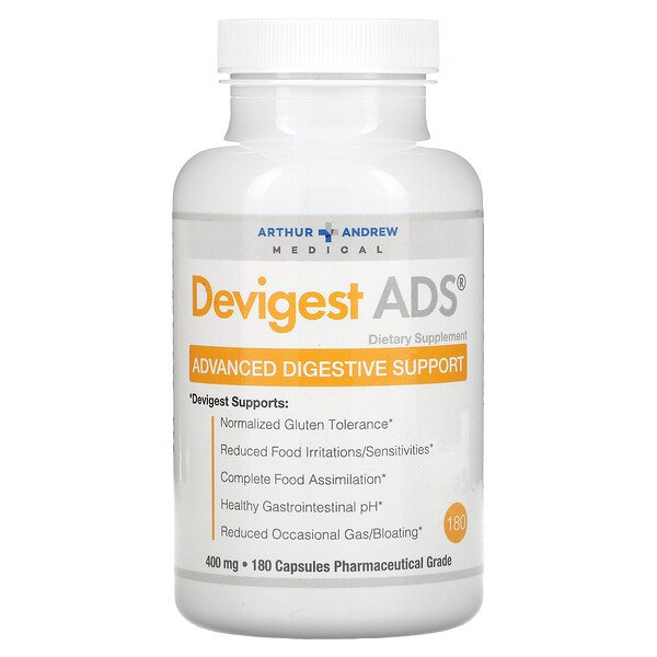 Arthur Andrew Medical, Devigest ADS、高度消化サポート、400 mg、180 カプセル