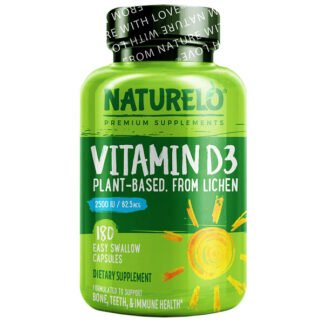 NATURELO, Vitamin D3, Plant-Based From Lichen, 62.5 mcg ( 2,500 IU), 180 Capsules