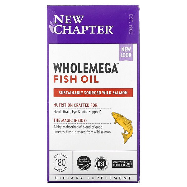 New Chapter, Wholemega™(ホールメガ)フィッシュオイル、ソフトジェル180粒