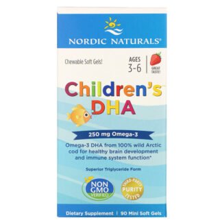 Nordic Naturals, Children's DHA（チルドレンズDHA）、3～6歳、ストロベリー、250mg、ミニソフトジェル90粒