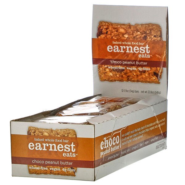 Earnest Eats, ベイクドホールフードバー、チョコピーナッツバター、12本、各54g(1.9オンス)