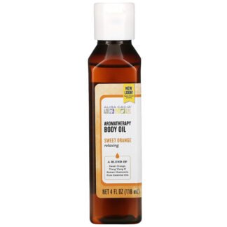 Aura Cacia, アロマテラピー ボディ オイル, リラクシング スイートオレンジ, 4 fl oz (118 ml)