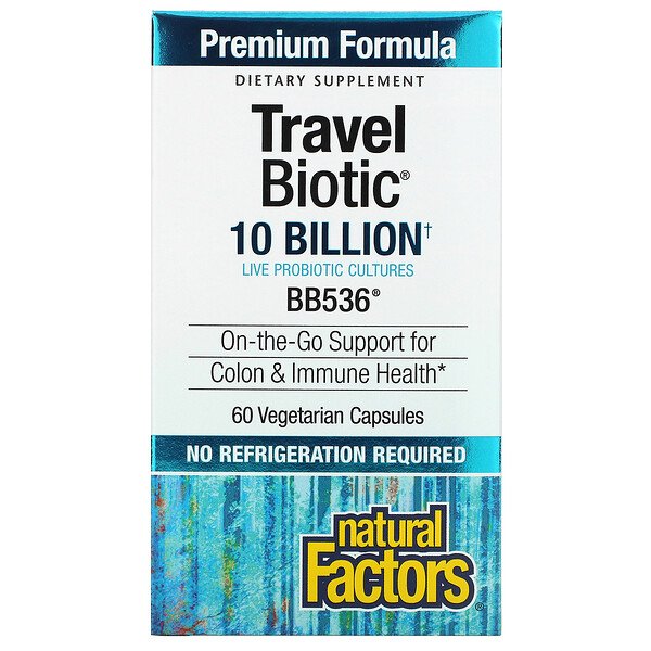 Natural Factors, TravelBiotic(トラベルバイオティック)、BB536、100億個のアクティブセェルズ、ベジカプセル60粒