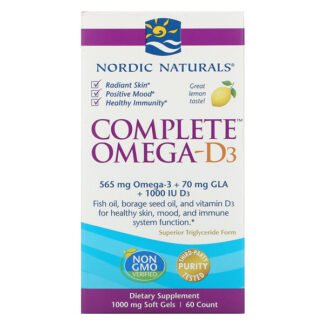 Nordic Naturals, コンプリートオメガ-D3、レモン、1000 mg、ソフトゲル60個