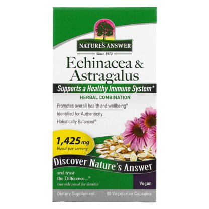 Nature's Answer, エキナセア&レンゲ、1,425mg、植物性カプセル90粒