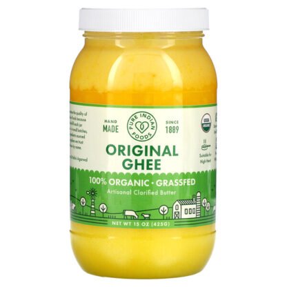 Pure Indian Foods, 100%オーガニック、牧草飼育ギー、15オンス(425g)
