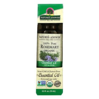 Nature's Answer, オーガニック エッセンシャルオイル、100% ピュア ローズマリー、0.5 fl oz (15 ml)