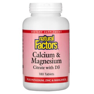Natural Factors, ビタミンD3配合クエン酸カルシウム＆マグネシウム、180粒