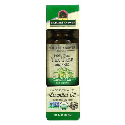 Nature's Answer, オーガニック エッセンシャルオイル、100% ピュア ティーツリー、0.5 fl oz (15 ml)