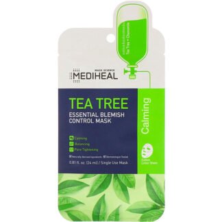 Mediheal, ティーツリー、エッセンシャルブレミッシュコントロールマスク、1枚、24ml（0.81液量オンス）