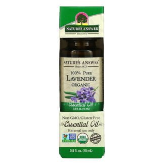 Nature's Answer, オーガニック・エッセンシャル・オイル、100%ピュアラベンダー、0.5 flオンス (15 ml)