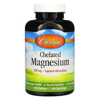 Carlson Labs, キレートマグネシウム、200mg、180粒