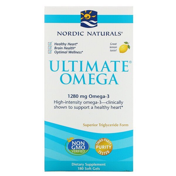 Nordic Naturals, Ultimate Omega(アルティメットオメガ)、レモン、1,280mg、ソフトジェル180粒