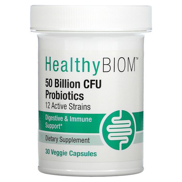 HealthyBiom, 高機能プロバイオティクス、500億CFU、ベジカプセル30粒