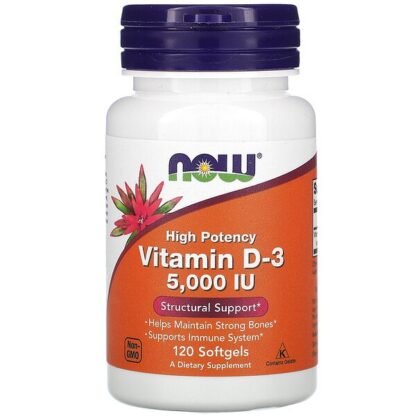 Now Foods, 強力ビタミンD-3、125mcg（5,000IU）、ソフトジェル120粒