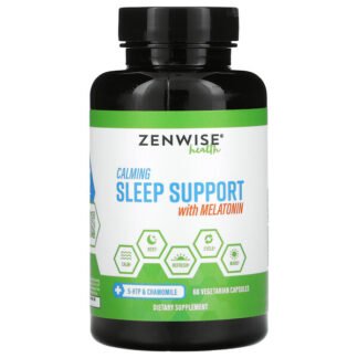 Zenwise Health, メラトニン入りカーミングスリープサポート、植物性カプセル60粒