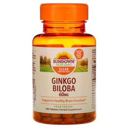 Sundown Naturals, イチョウ、60mg、タブレット100錠