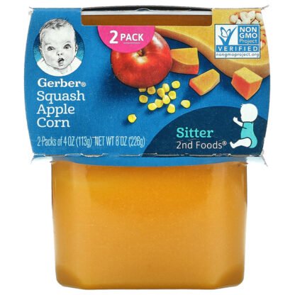 Gerber, Squash Apple Corn, Sitter, 2 Pack, 4 oz (113 g) Each