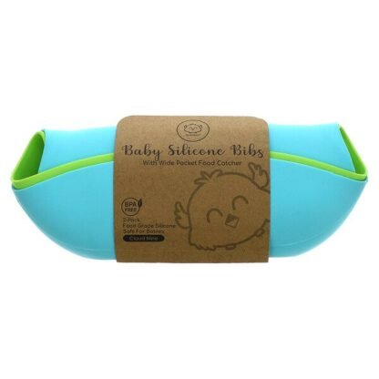 KeaBabies, Baby Silicone Bibs, Cloud Nine, 2-Pack