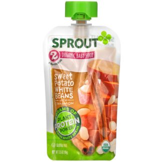 Sprout Organic, Organic Baby Food, Stage 2, Sweet Potato White Beans with Cinnamon, 3.5 oz (99 g)