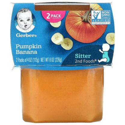 Gerber, Pumpkin Banana, Sitter, 2 Pack, 4 oz (113 g) Each