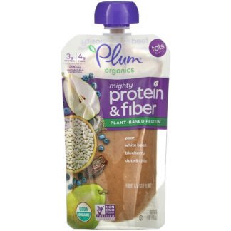 Plum Organics, Mighty Protein & Fiber, Tots,  Pear, White Bean, Blueberry, Date & Chia, 4 oz (113 g)
