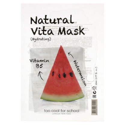 Too Cool for School, Natural Vita Mask (Hydrating), Vitamin B5 & Watermelon, 1 Mask
