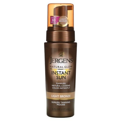 Jergens, 自然な輝き、すぐに小麦色の肌に、タンニングムース、ライトブロンズ（177 ml）