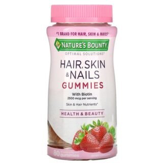 Nature's Bounty, オプティマルソリューション、髪・肌・爪、イチゴ風味、グミ80粒