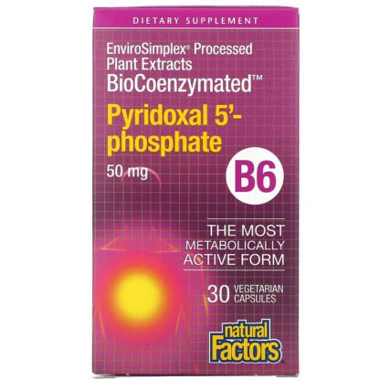 Natural Factors, BioCoenzymated（バイオコエンザイメイティッド）、B6、ピリドキサール5'-リン酸、50mg、ベジカプセル30粒